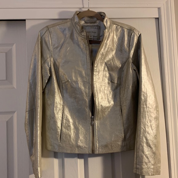 White House Black Market Jackets & Blazers - White House/Black market 100% genuine leather gold jacket!! It’s pale gold.
